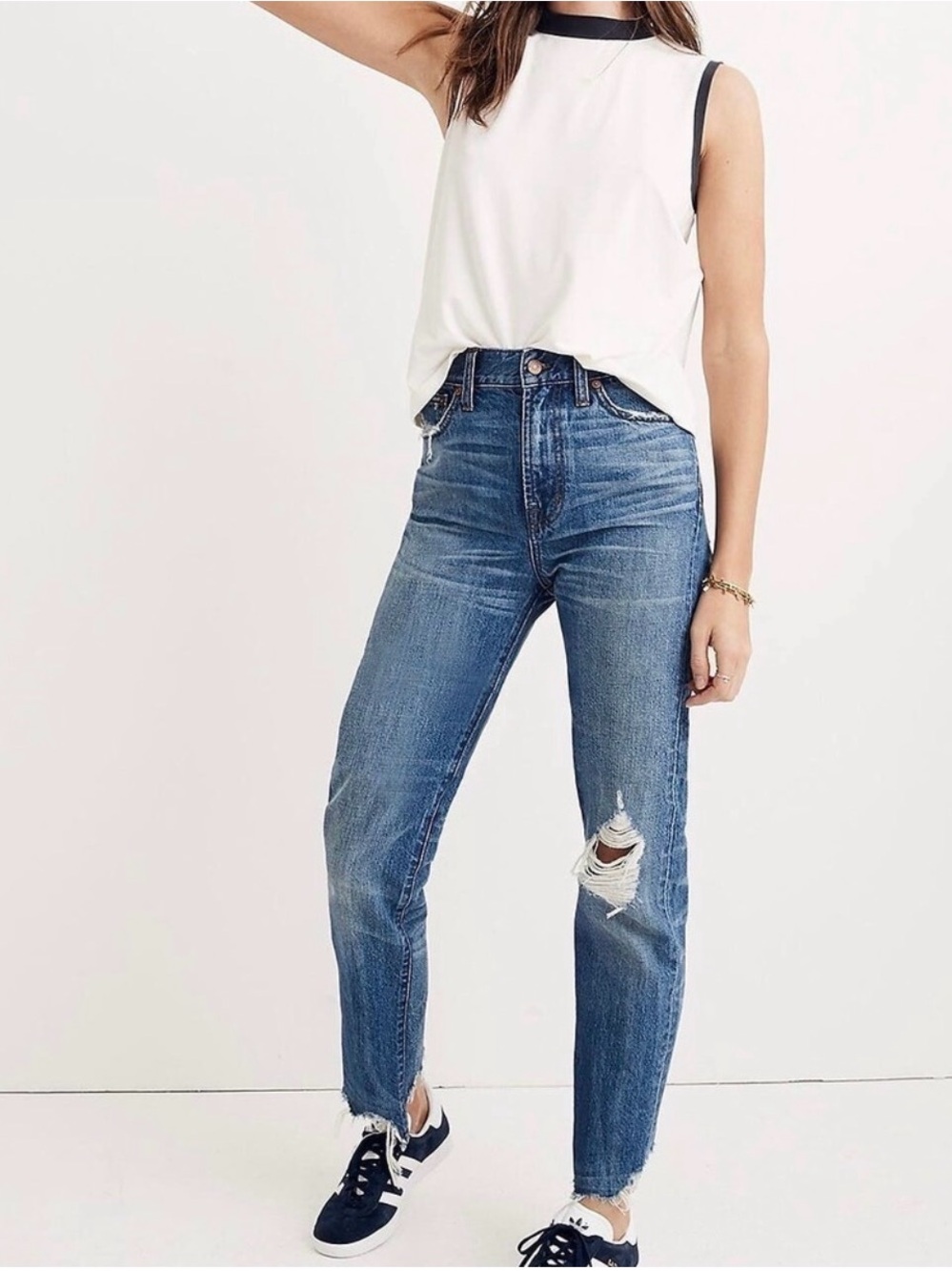 Madewell The Perfect Summer Jean: Destructed Edition Blue Denim Size 25